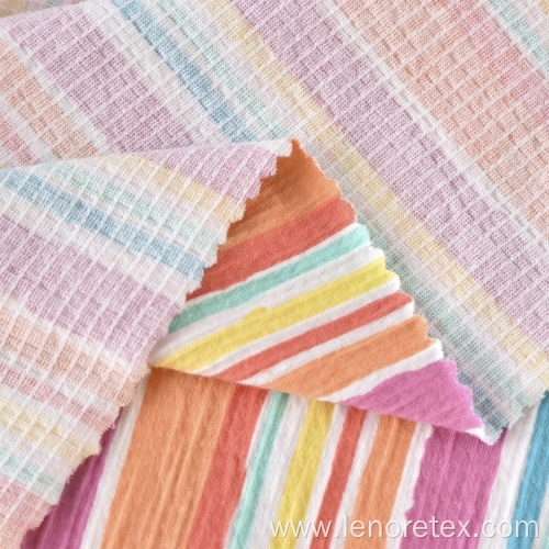 97%Cotton 2%Polyester 1%Spandex Crepe Crinkle Print Fabric